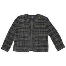Tweed Blazer Jacket Ladies Vintage Black Tartan Wool Workwear Wedding Party 14