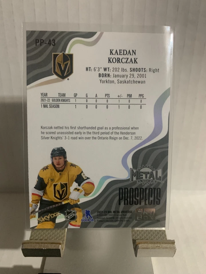 2022-23 Skybox Metal Universe Premium Prospects  Kaedan Korczak RC Knights PP-43 - Image 2 of 2
