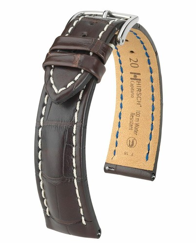 HIRSCH CAPITANO F. BREITLING UHRENARMBAND ECHT ALLIGATOR LEDER QR 18,20,22 MM de - Picture 4 of 19