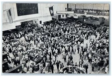 1957 New York Stock Exchange Nation's Market Place Lobby New York City Postcard