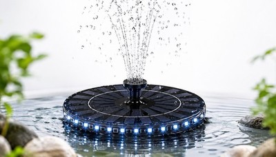 Solar LED Garten Fontäne Springbrunnen Dekoration Teich Vogelbad Wasserpumpe
