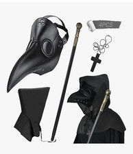 Plague Doctor Bird Beak Mask Steampunk Gothic Costume Cross Scepter Cloak NEW 