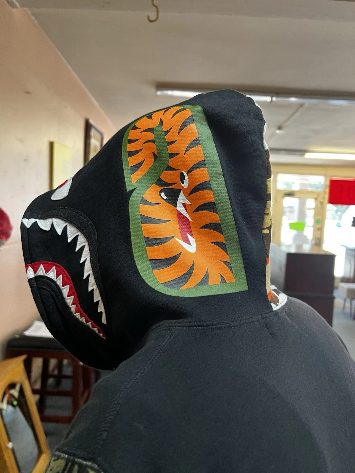 A BATHING APE (BAPE) BAPE FELPA CON CAPPUCCIO UOMO FULL ZIP A BATHING APE Nero SQUALO TAGLIA L