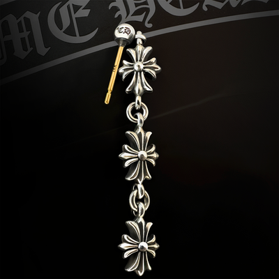 Authentic Chrome Hearts Tiny E Plus 3 Links Drop Earring + CH