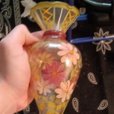 Decorative Multicolor Floral Glass Bottle Flower Vase, Freestanding