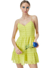 ALICE + OLIVIA FAE LEMON SORBET SPAGHETTI STRAP MINI DRESS WOMEN’S 12 NWT