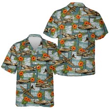 Vintage Military Plane Hawaiian Shirt for Adult Youth, Retro Aircraft Tropical A