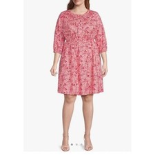 NWT Terra & Sky Cotton Smock Button Front Floral Peasant Dress Size 0X 14w - M