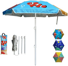 5Ft Beach Umbrella - Heavy Duty Wind Resistant UV 50 Portable Sun Shade with Sa
