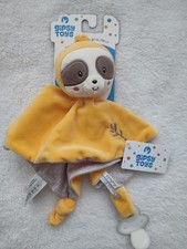 Doudou Plat Mouchoir Paresseux Singe Jaune Gris Bamboo Gipsy Doux neuf