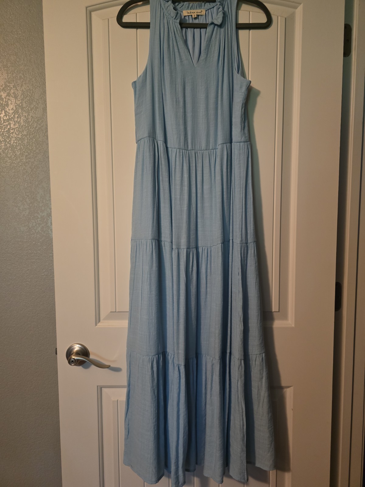Women's Baby Blue Flowy Maxi Dress