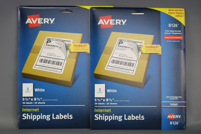 Avery Half-Sheet Printable Shipping Labels, 5.5'' x 8.5'' - White, (2-Pack)