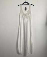Christian Dior Lingerie Satin White Slip Dress Lace Trim Nightgown Fairy Size S