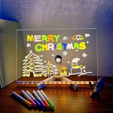 LED Note Board with Colors, DIY Acrylic Dry Erase Board with Light, Glowing Acry