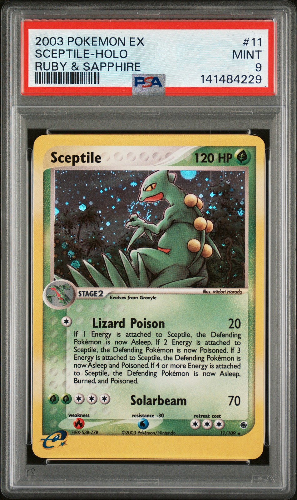 2003 POKEMON EX RUBY & SAPPHIRE #11 SCEPTILE-HOLO PSA 9