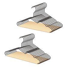 Wire Hangers With Wooden Bar Heavy Duty Metal Hanger For Pants Coats Shirts