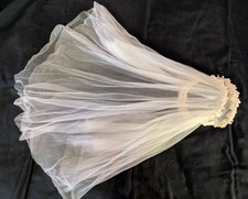 Vintage Ivory Wedding Veil Headband Crown  23  Tulle Original Comb