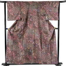 Silk Kimono S Purple Fine Pattern Length 157cm Sleeve 63.5cm Used