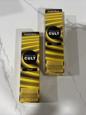 2-Matrix Socolor Cult  Neon Yellow  Semi permanent Hair Color 4 Fl oz.