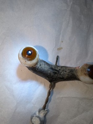 Antique German Bisque Doll Glass Sleep Eyes on Rocker Brown Spiral Iris 2''