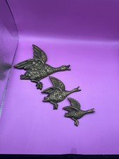 SET 3 VINTAGE BRASS FLYING DUCKS