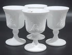 Vintage Indiana Glass Company Colony Goblets Harvest Grape Milk Glass Set of 4