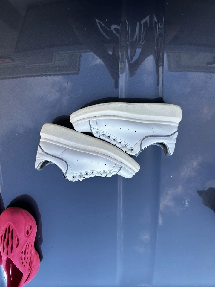 Alexander McQueen White Leather Platform Sneakers - Image 3 of 4