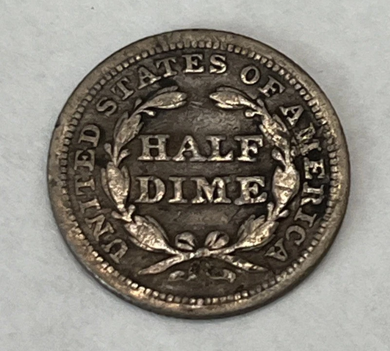 1843 Half Dime Seated Liberty Silver Coin - Image 2 of 2