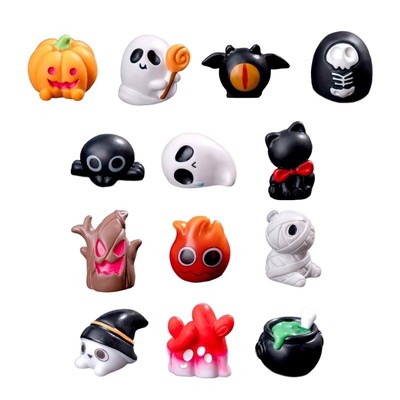 Cute Miniature Pumpkin Ghostly Bat Elf Resins Statue Halloween Desktop Ornament