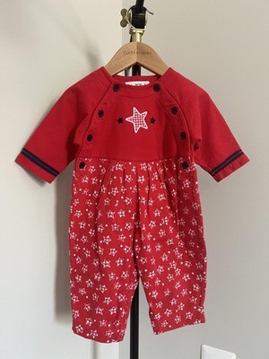Vintage 90s Rainbow Tag Gymboree Red/Navy Star Jumpsuit, 100% Cotton