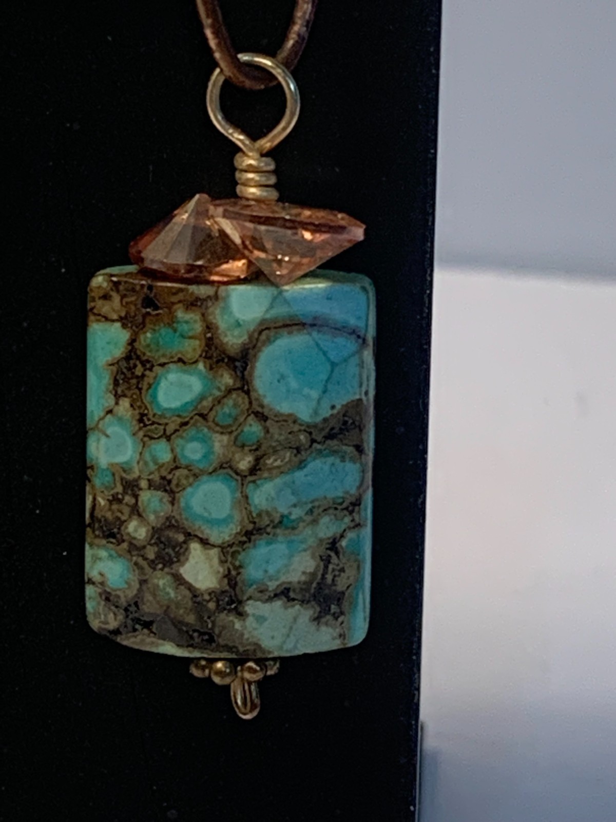 Faceted Turquoise earrings, Rectangular, pierced … - image 4