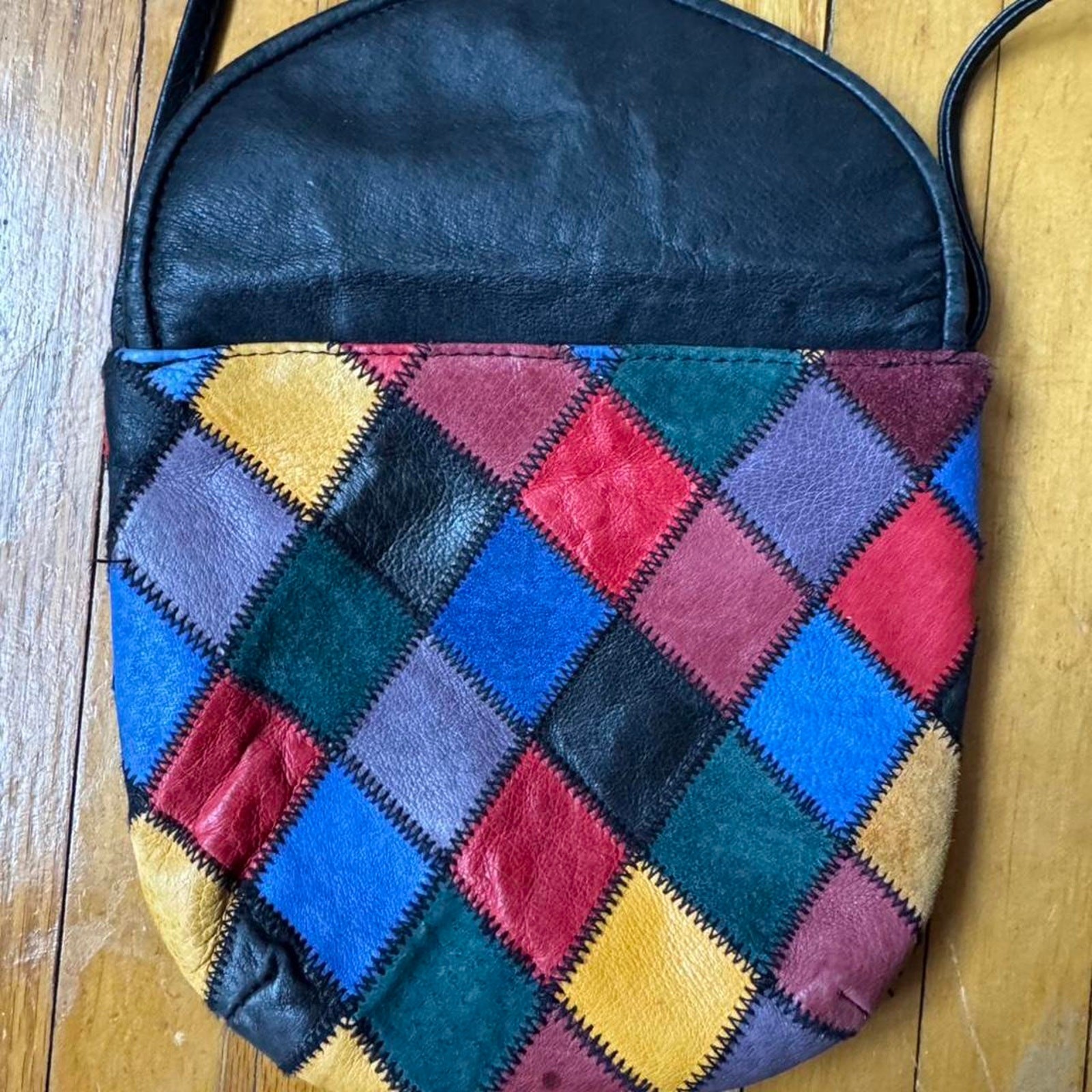 Multicoloured patchwork leather crossbody bag - image 5