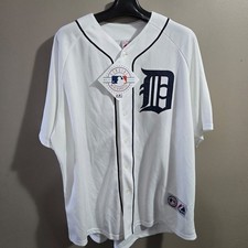 MLB Detroit Tigers Béisbol Auténtico Sobre el Campo Blanco XXL Jersey Majestuosa Camisa
