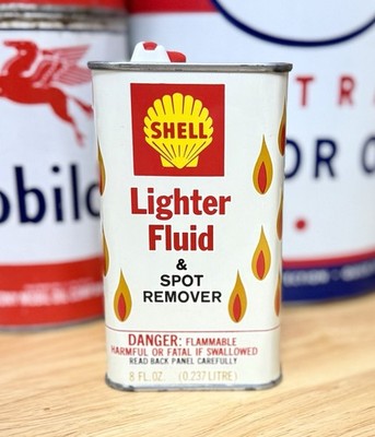 Vintage Shell Lighter Fluid And Spot Remover Oil Can 8oz. Mostly Full