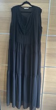 Mat Fashion Size L 22-24 Black Double Later Tiered Maxi Dress Crochet Detail BG3