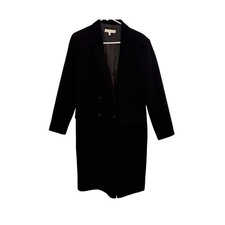 Vintage Joseph Janard Dress Womens Size 10 Black Wool Midi Double Breasted 1980s