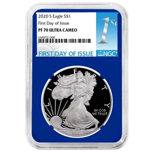 2020-S $1 1-oz Proof American Silver Eagle NGC PF70UC FDI First Label Blue Core
