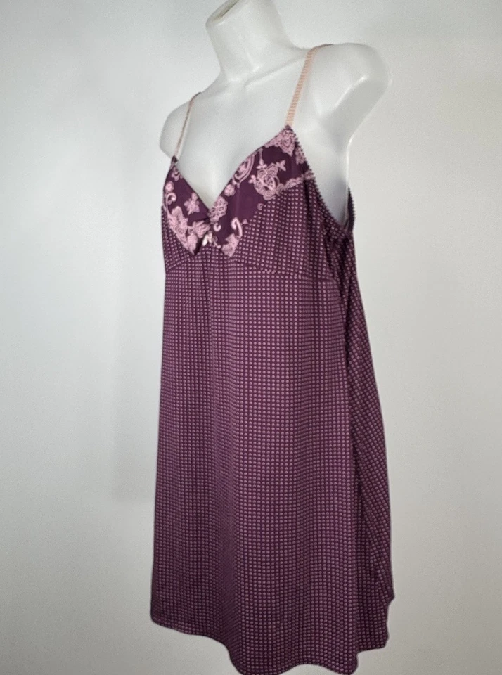 Apt. 9 Intimates 紫色圆点 Chemise 睡袍女式大号 — 第 2/4 张图片