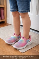 Skechers Kids Slip On Sneakers Pink Tie Dye Lightweight Size 3 Girls