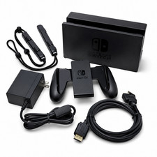 OEM Nintendo Switch Dock AC Adapter HDMI Joy-Con Grip Straps Bundle Tested