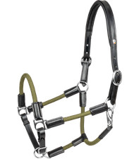 Waldhausen X-Line Lederhalfter Nevada Schwarz/Grün WB Pferdehalfter Leder Warmbl