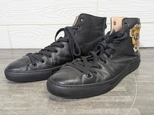 GUCCI High Top Sneakers Leather Black Tiger 451621 Size US7.5 Used