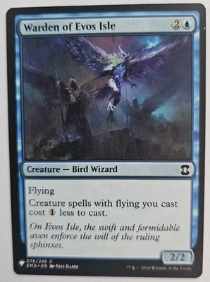 MTG Magic The Gathering Card Warden of Evos Isle Creature Bird Wizard Blue EMA