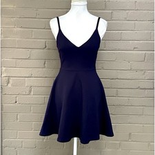 LuLu’s Navy Blue Fit & Flare Mini Dress Women’s Small V-Neck Spaghetti Strap