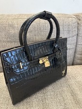Borsa Lusso Donna - Pelle effetto coccodrillo - vernice Nera - Tracolla - NUOVA