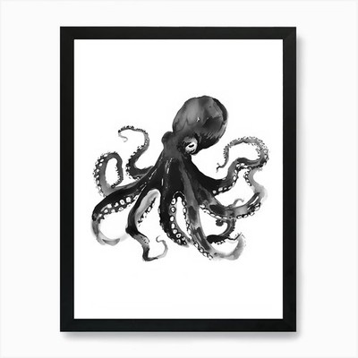 Oktopus 2 Kunstdruck gerahmt Wandbild Poster Leinwanddruck Bild