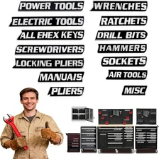 14 Pack of Magnetic Tool Box Labels – Reusable 3D Toolbox 14pcs, Black 