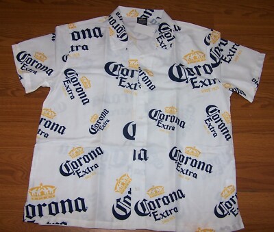 Size 2XL Mens Corona Extra Logo Button-Down Shirt Beer
