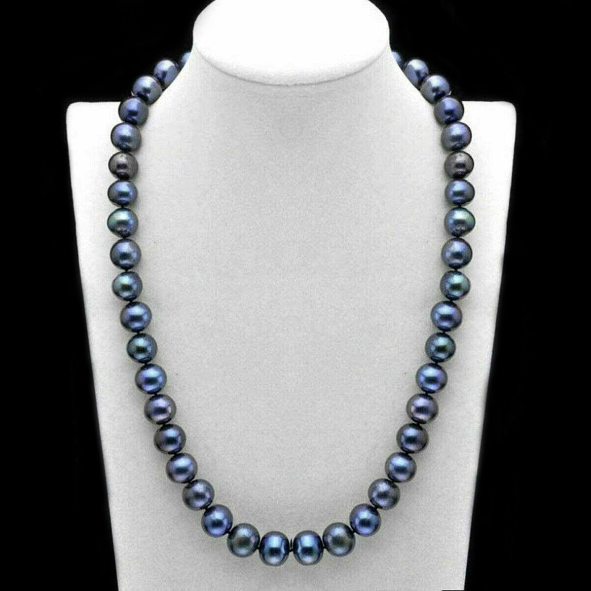 Collier Ras Du Cou En Perle Noire D'eau De Mer Authentique - Occasion