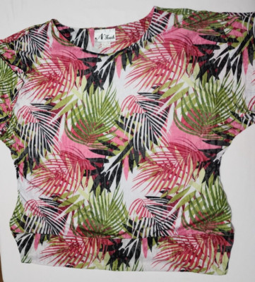 Women's N Touch Short Sleeve Top -  Size 2X - Vibrant Pattern